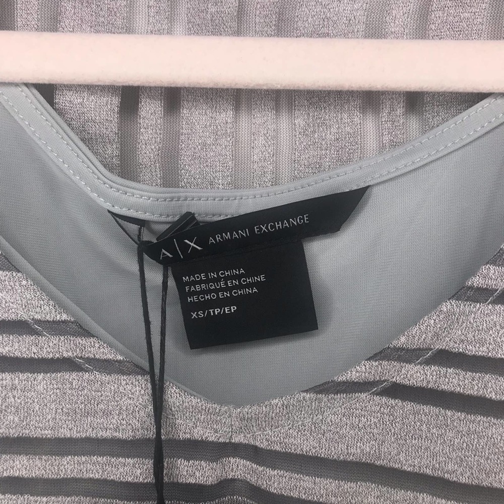 Armani Exchange NWT Grey Stripe Top - Picture 7 of 8